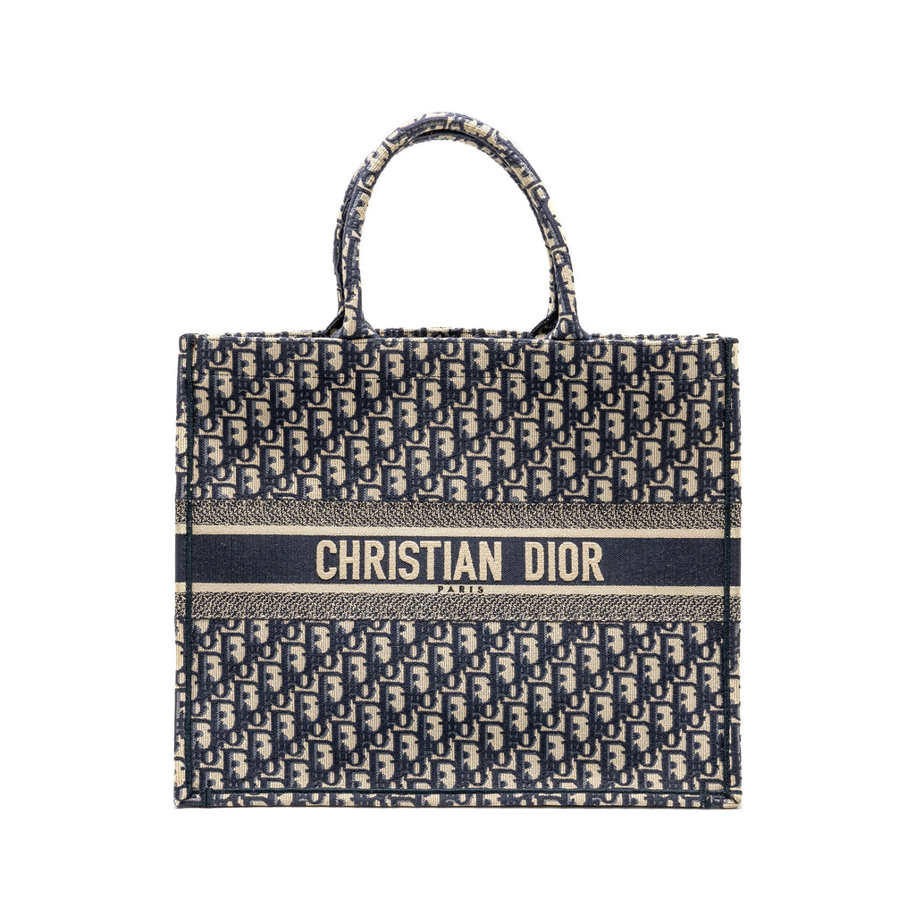 DIOR LARGE BOOK TOTE DIOR OBLIQUE CANVAS BLUE