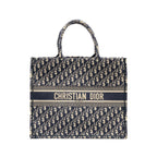 DIOR LARGE BOOK TOTE DIOR OBLIQUE CANVAS BLUE