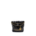CHANEL MINI 22 BAG SHINY CALFSKIN BLACK GHW(MICROCHIP)