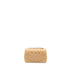 CHANEL 22C MINI RECTANGULAR FLAP BAG LAMBSKIN BEIGE LGHW (MICROCHIP)