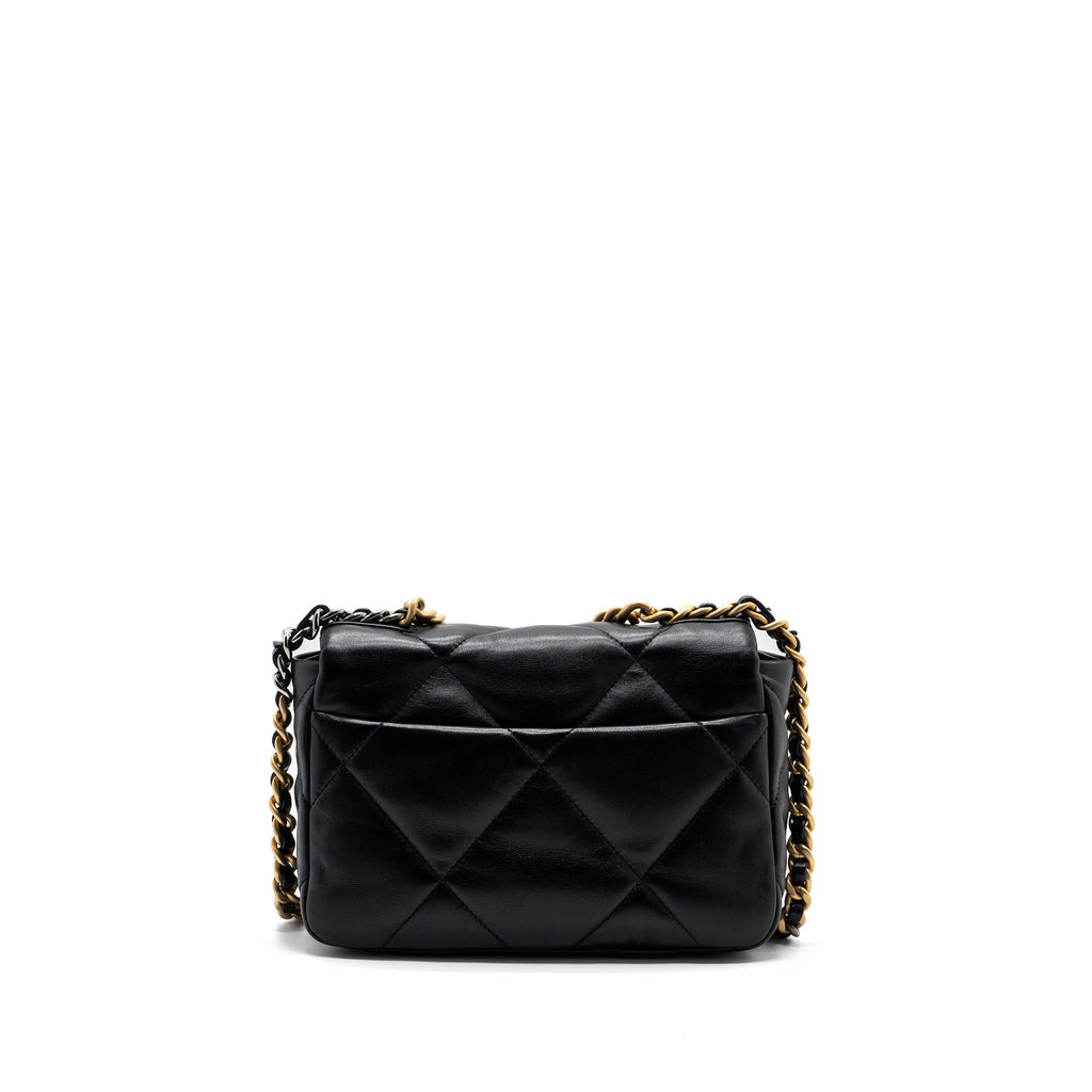 CHANEL SMALL 19 BAG LAMBSKIN BLACK MULTICOLOR HARDWARE (MICROCHIP)