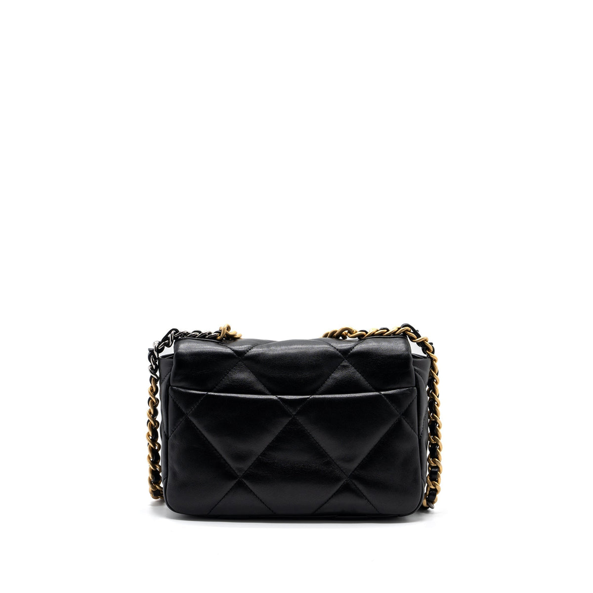 CHANEL SMALL 19 BAG LAMBSKIN BLACK MULTICOLOR HARDWARE (MICROCHIP)