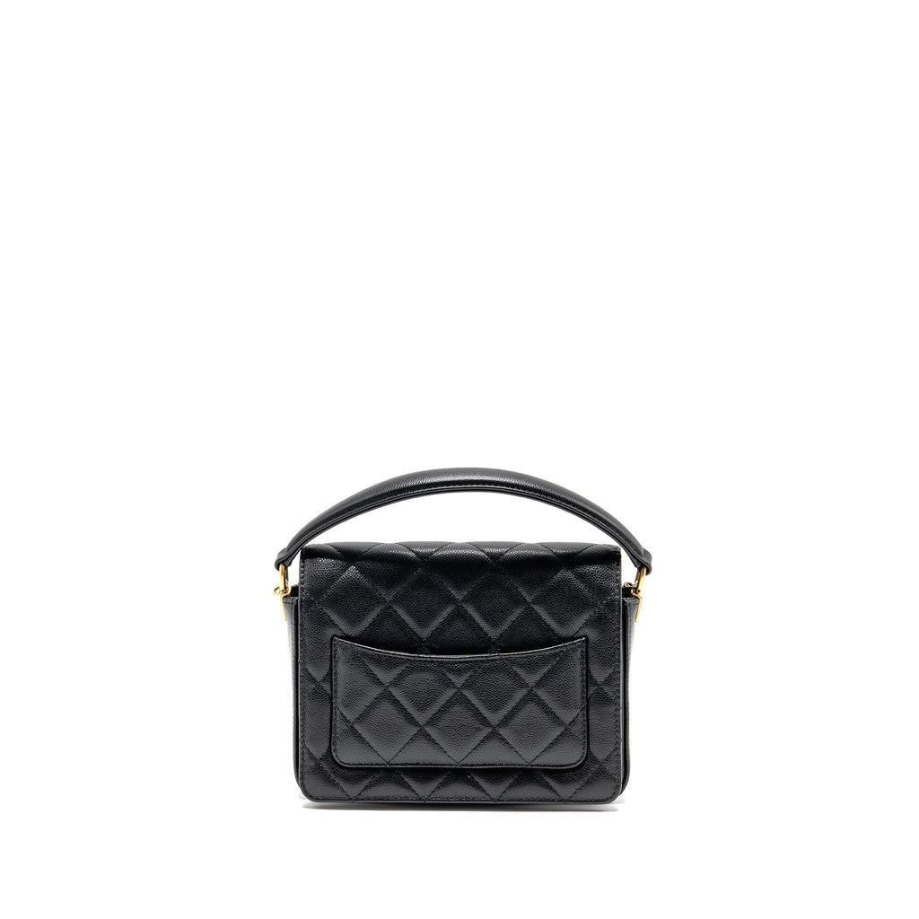 CHANEL 24K TOP HANDLE MESSENGER BAG WITH REMOVABLE CHAIN CAVIAR BLACK GHW(MICROCHIP)