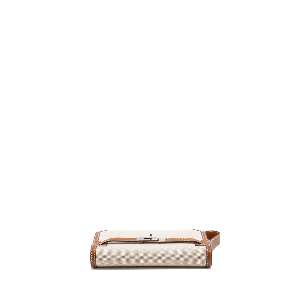 Hermes pochette kelly depeches 25 canvas / barenia ecru beige / fauve SHW