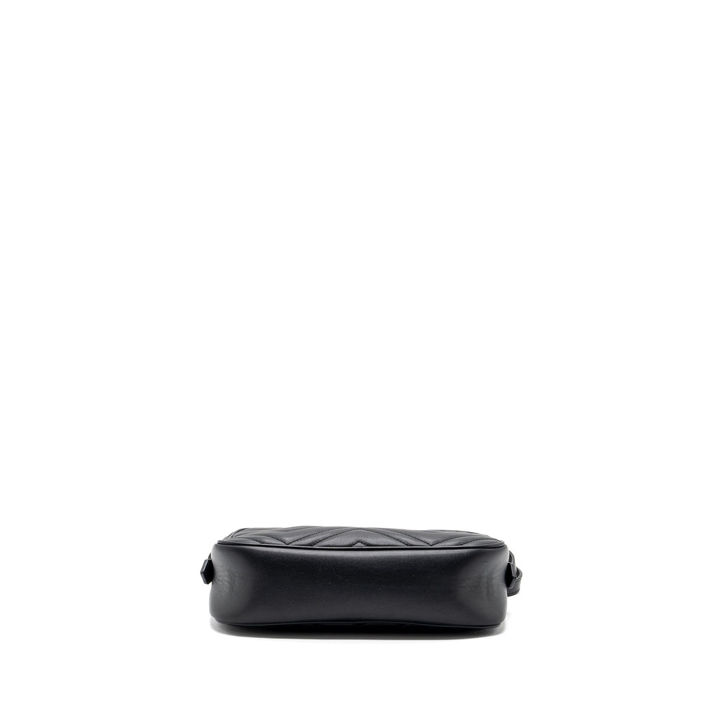 GUCCI GG MARMONT MATELASSE CAMERA SHOULDER BAG LEATHER BLACK GHW