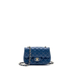 CHANEL MINI RECTANGULAR FLAP BAG LAMBSKIN BLUE LGHW