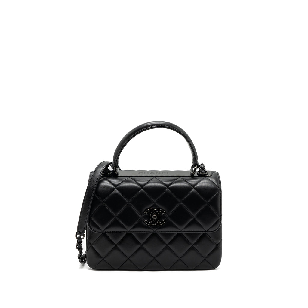 CHANEL SMALL TRENDY CC FLAP BAG LAMBSKIN SO BLACK(MICROCHIP)