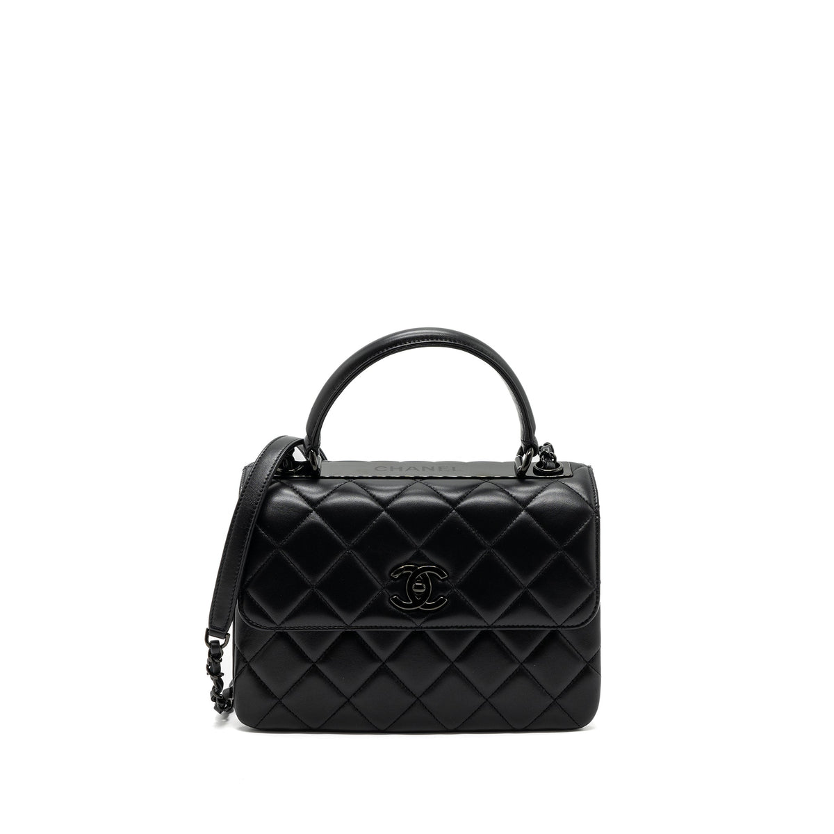 CHANEL SMALL TRENDY CC FLAP BAG LAMBSKIN SO BLACK(MICROCHIP)