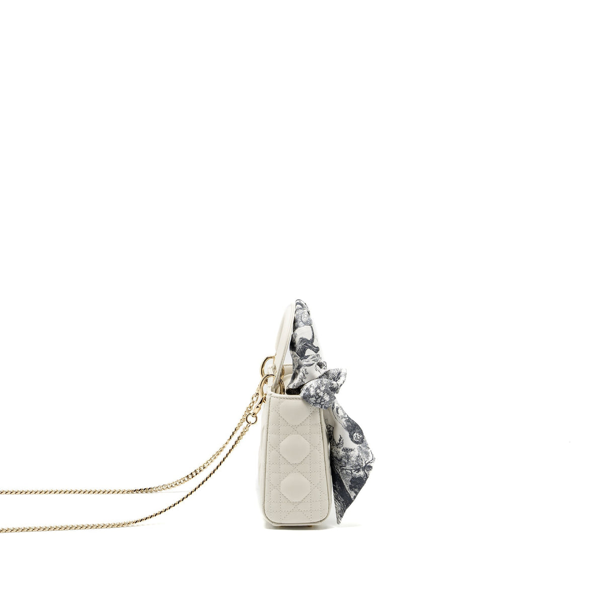 DIOR MINI LADY DIOR LAMBSKIN WHITE LGHW