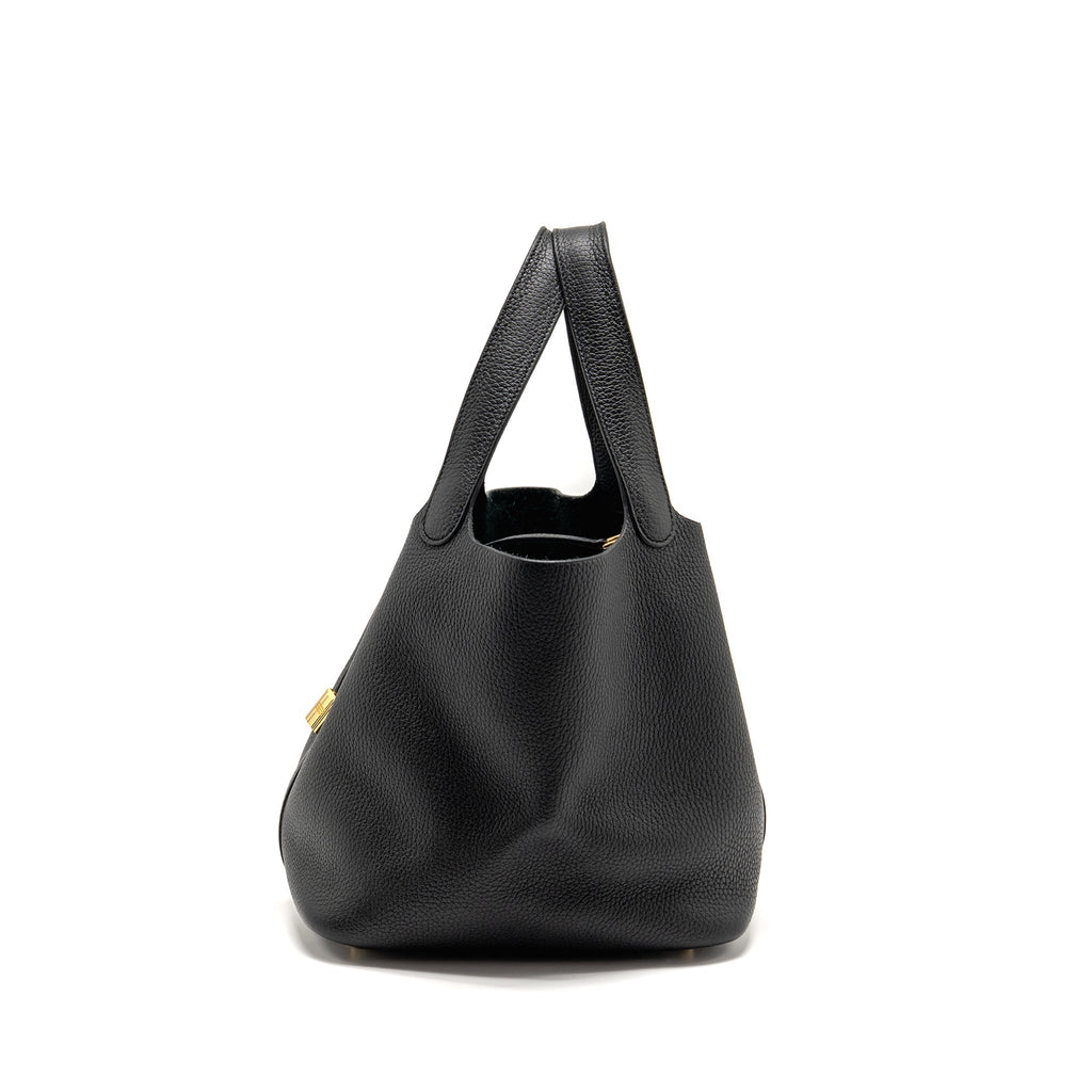 Hermes Picotin 22 Clemence Black GHW