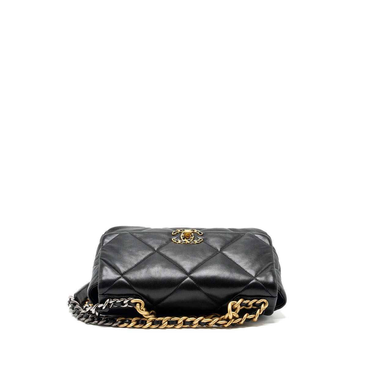 CHANEL MEDIUM 19 BAG LAMBSKIN BLACK MULTICOLOURED HARDWARE(MICROCHIP)