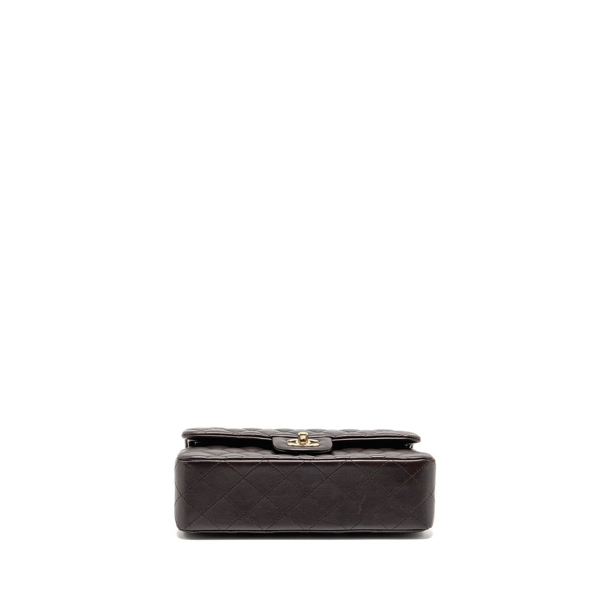 CHANEL SMALL CLASSIC DOUBLE FLAP BAG LAMBSKIN DARK BROWN LGHW (MICROCHIP)