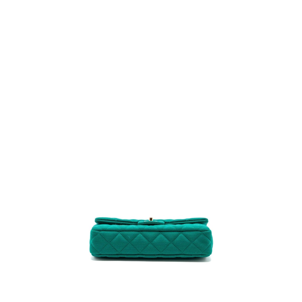 CHANEL 23A CLASSIC FLAP CLUTCH FABRIC GREEN LGHW(MICROCHIP)