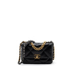 CHANEL SMALL 19 BAG LAMBSKIN BLACK MULTICOLOR HARDWARE (MICROCHIP)