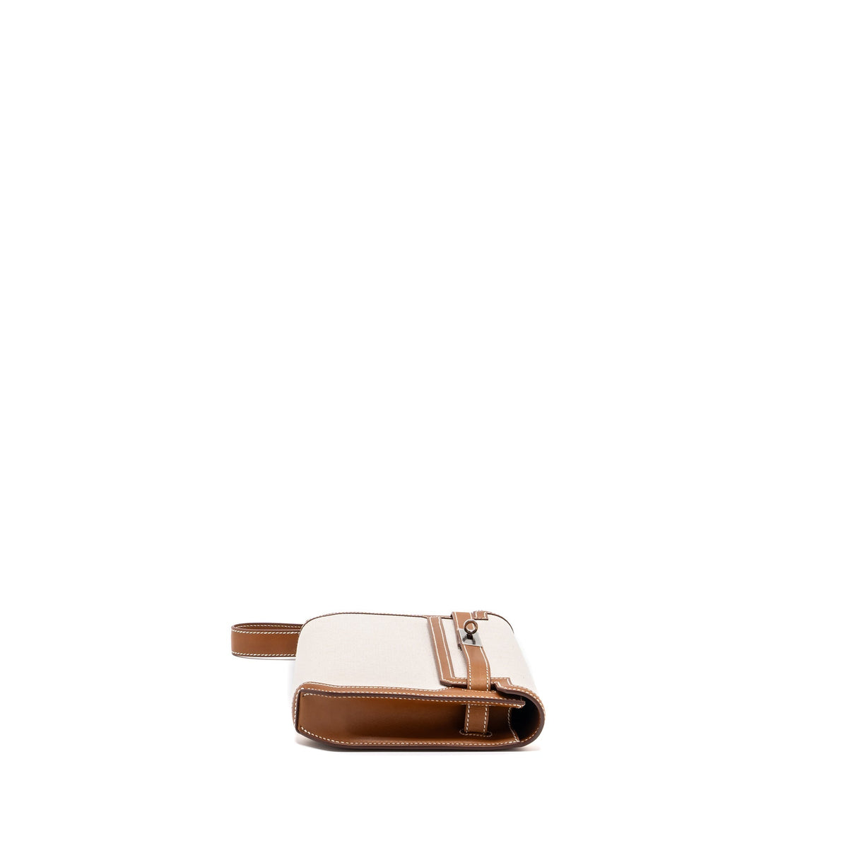 Hermes pochette kelly depeches 25 canvas / barenia ecru beige / fauve SHW