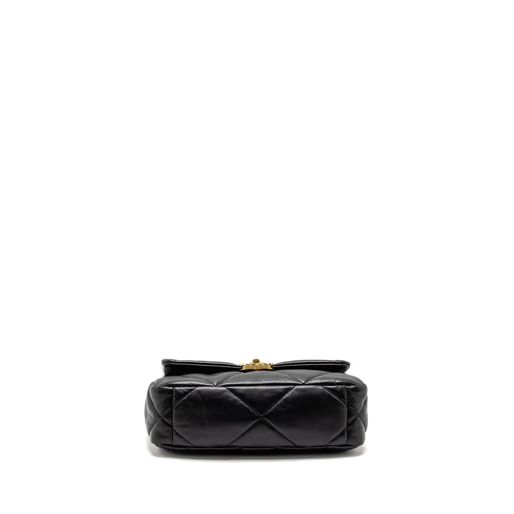 CHANEL SMALL 19 BAG LAMBSKIN BLACK GHW (MICROCHIP)