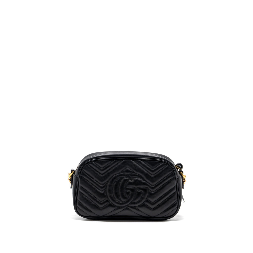 GUCCI GG MARMONT MATELASSE CAMERA SHOULDER BAG LEATHER BLACK GHW