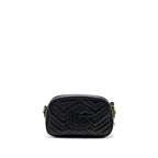 GUCCI GG MARMONT MATELASSE CAMERA SHOULDER BAG LEATHER BLACK GHW