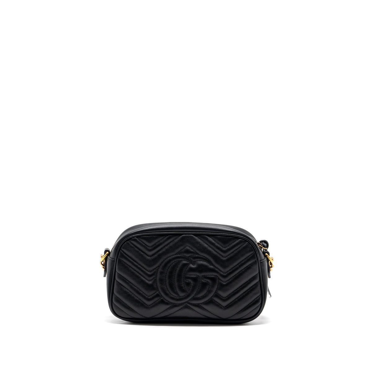 GUCCI GG MARMONT MATELASSE CAMERA SHOULDER BAG LEATHER BLACK GHW
