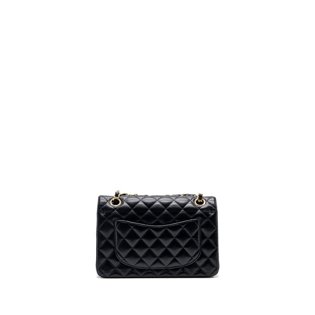 CHANEL SMALL CLASSIC DOUBLE FLAP BAG LAMBSKIN BLACK GHW