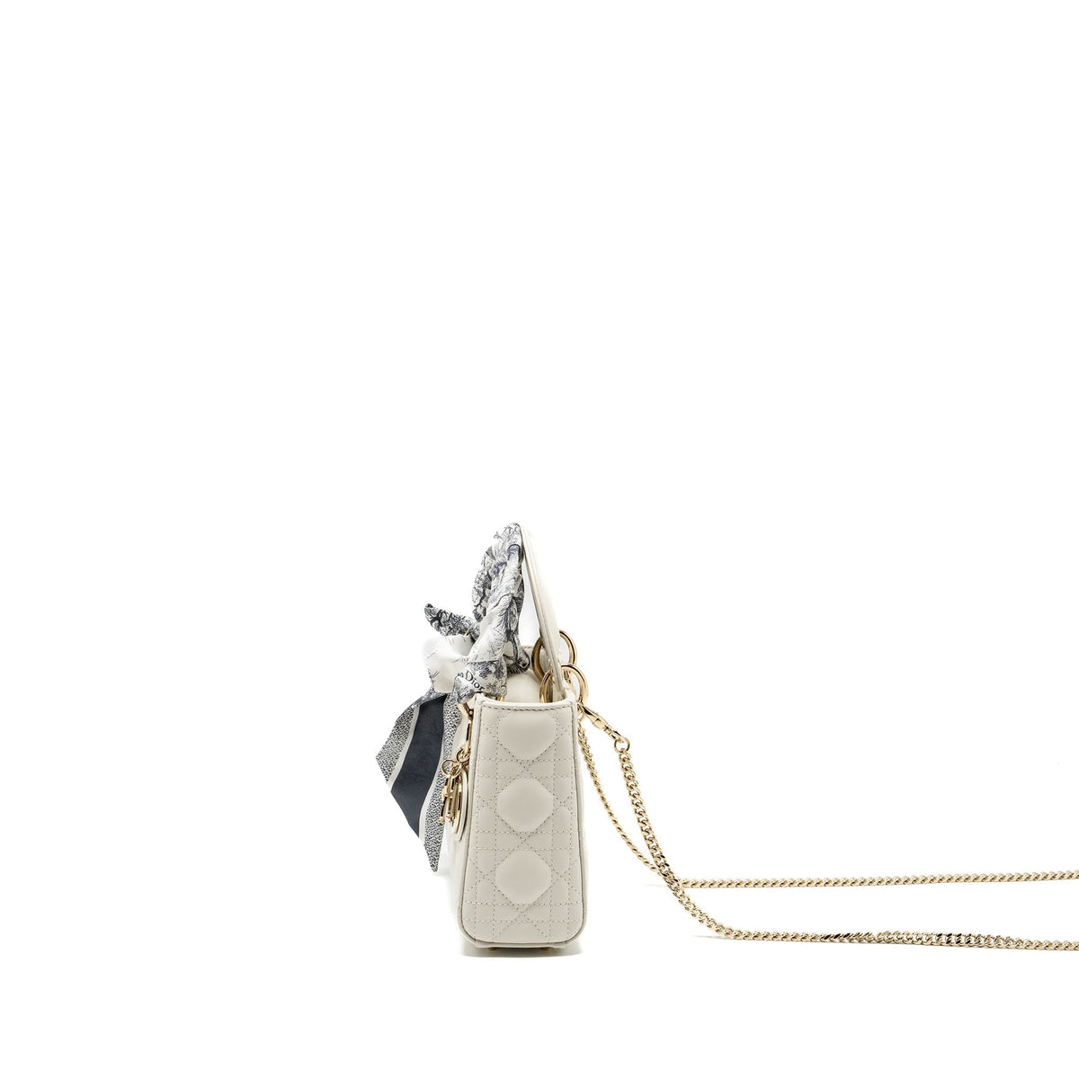DIOR MINI LADY DIOR LAMBSKIN WHITE LGHW