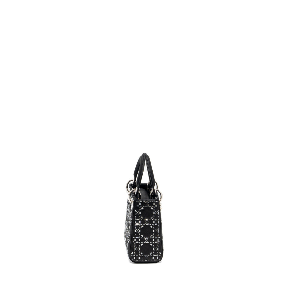 DIOR MINI LADY DIOR SATIN CRYSTAL BLACK SHW