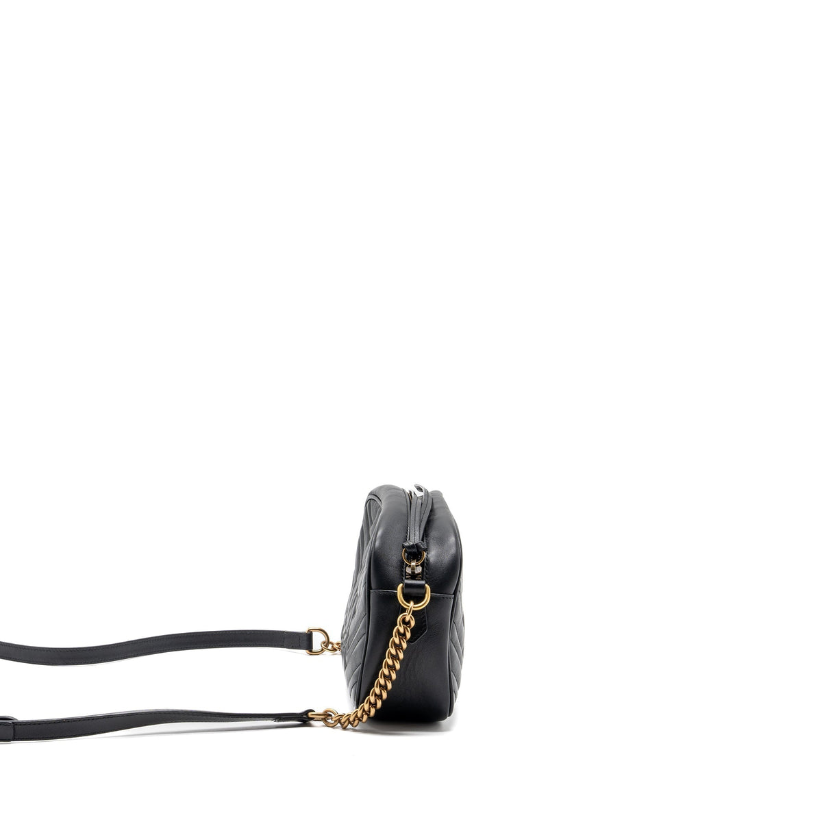 GUCCI GG MARMONT MATELASSE CAMERA SHOULDER BAG LEATHER BLACK GHW