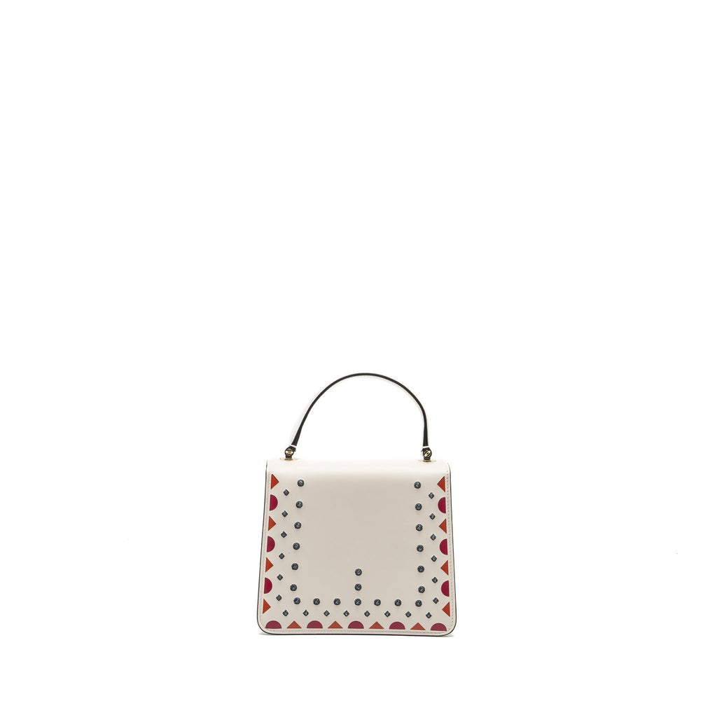 BVLGARI SERPENTI FOREVER TOP HANDLE BAG LIMITED EDITION CALFSKIN WHITE/MULTICOLOUR LGHW