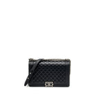 CHANEL NEW MEDIUM BOY BAG SMOOTH CALFSKIN BLACK RUTHENIUM HARDWARE