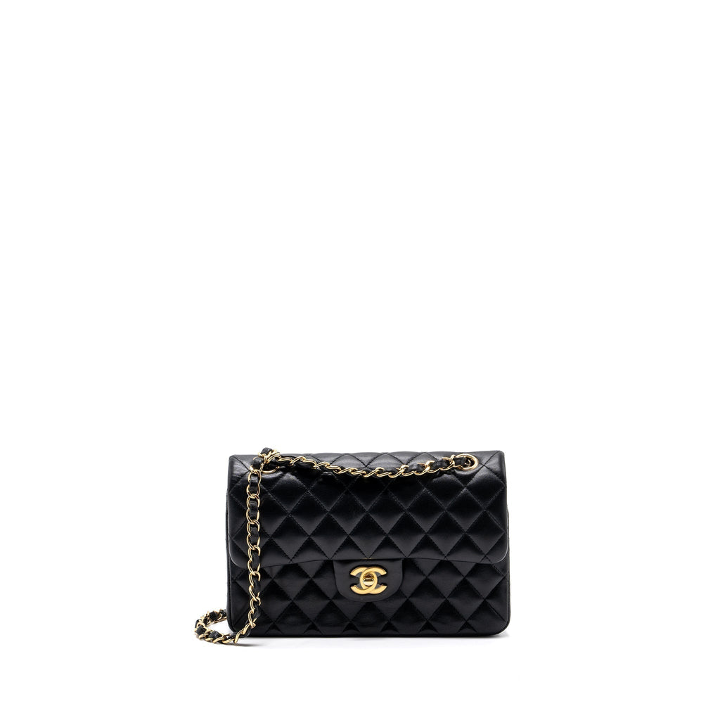 CHANEL SMALL CLASSIC DOUBLE FLAP BAG LAMBSKIN BLACK GHW