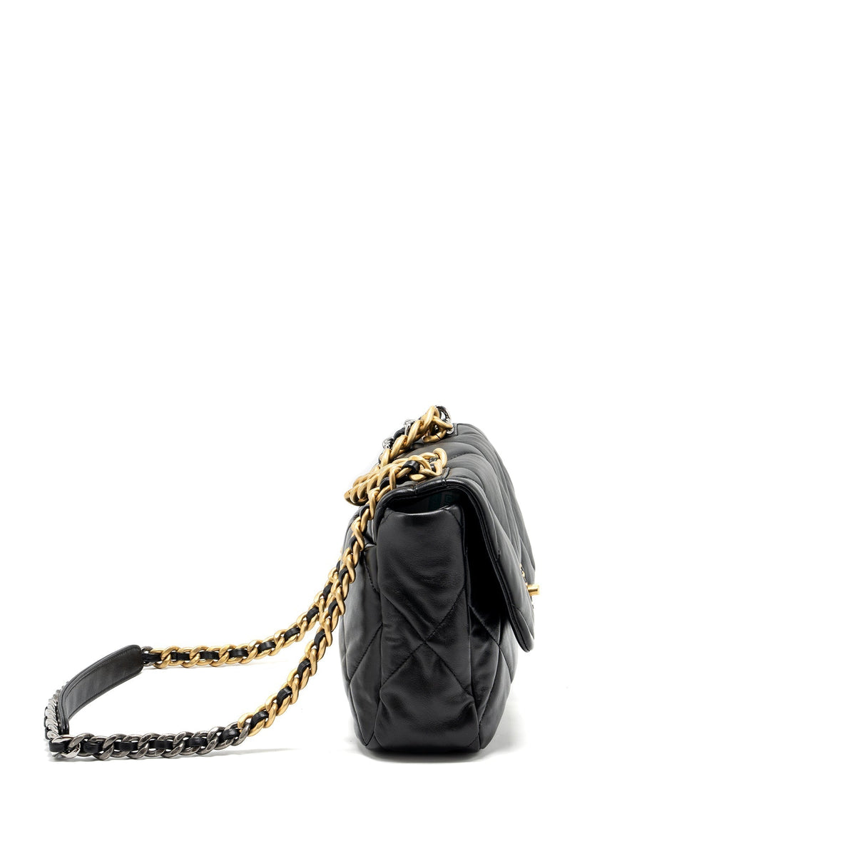 CHANEL MEDIUM 19 BAG LAMBSKIN BLACK MULTICOLOURED HARDWARE(MICROCHIP)