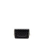 CHANEL WALLET ON CHAIN WITH PEARL CHAIN LAMBSKIN BLACK LGHW (MICROCHIP)