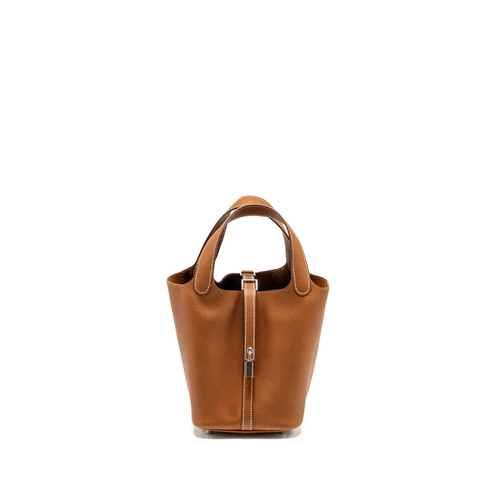 Hermes Picotin 18 lock bag Barenia Faubourg Fauve SHW