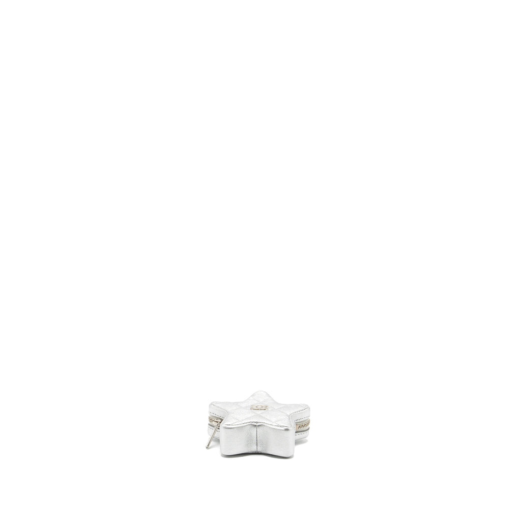 CHANEL MINI STAR COIN PURSE CALFSKIN SILVER LGHW(MICROCHIP)