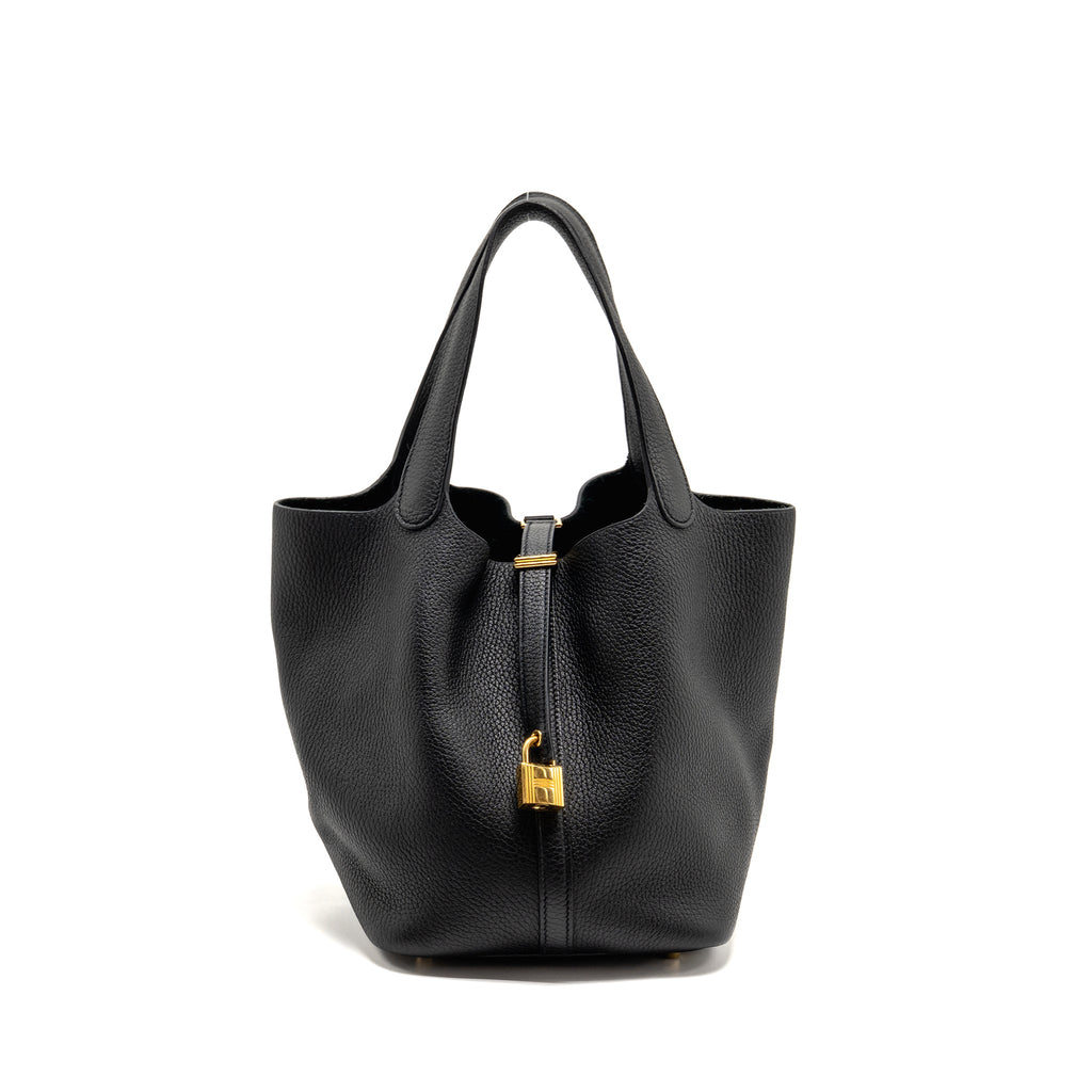 Hermes Picotin 22 Clemence Black GHW