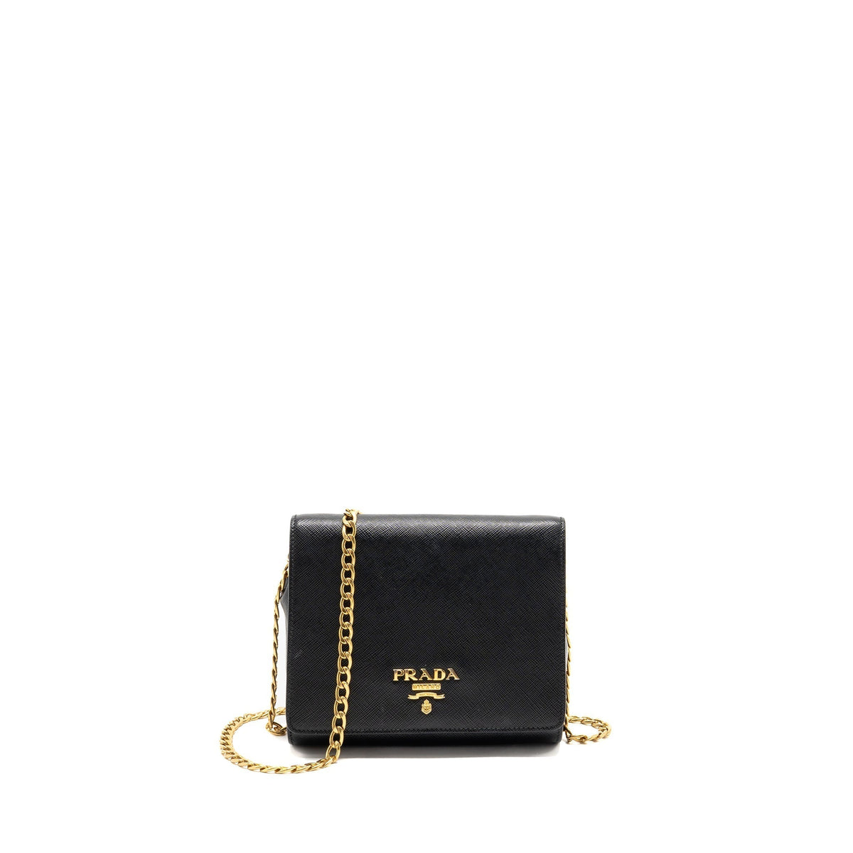 PRADA SAFFIANO CHAIN BAG CALFSKIN BLACK GHW