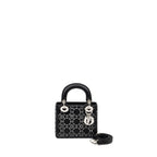 DIOR MINI LADY DIOR SATIN CRYSTAL BLACK SHW
