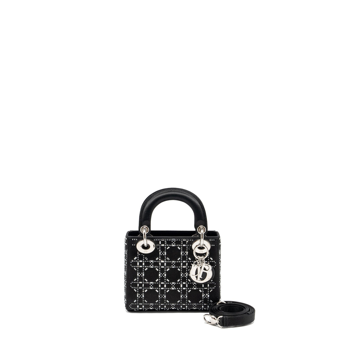 DIOR MINI LADY DIOR SATIN CRYSTAL BLACK SHW