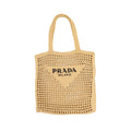 PRADA CROCHET TOTE BAG RAFFIA NATURAL