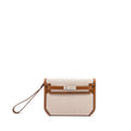 Hermes pochette kelly depeches 25 canvas / barenia ecru beige / fauve SHW
