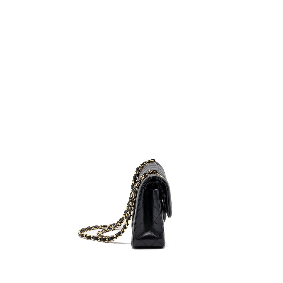 CHANEL SMALL CLASSIC DOUBLE FLAP BAG LAMBSKIN BLACK GHW