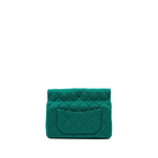 CHANEL 23A CLASSIC FLAP CLUTCH FABRIC GREEN LGHW(MICROCHIP)