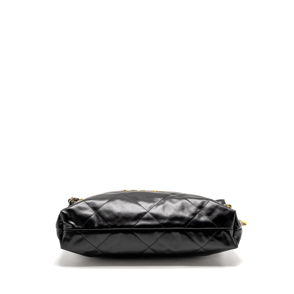CHANEL MEDIUM 22 BAG SHINY CALFSKIN BLACK GHW (MICROCHIP)