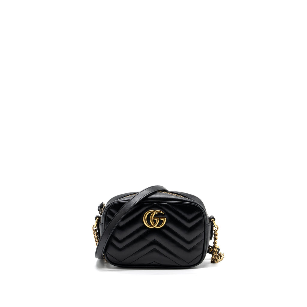 GUCCI GG MARMONT CAMERA BAG LEATHER BLACK GHW