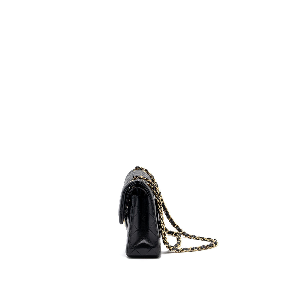 CHANEL SMALL CLASSIC DOUBLE FLAP BAG LAMBSKIN BLACK GHW