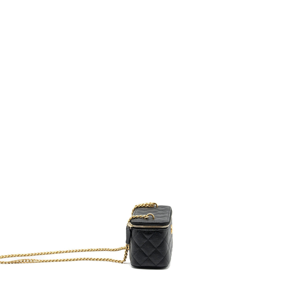 CHANEL COCO LOVE LONG VANITY WITH ADJUSTABLE CHAIN CAVIAR BLACK GHW (MICROCHIP)