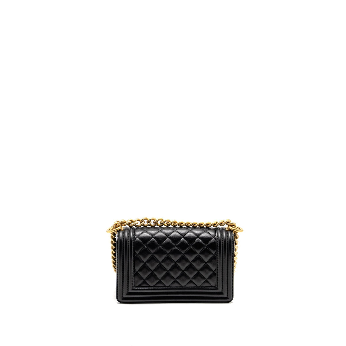 CHANEL SMALL BOY BAG CALFSKIN BLACK GHW (MICROCHIP)