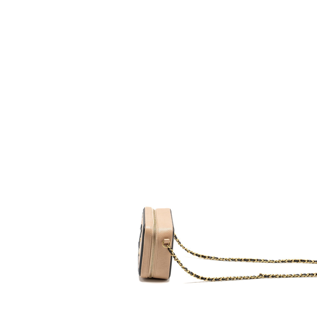 CHANEL MINI FILIGREE VANITY CLUTCH CAVIAR BEIGE / BLACK GHW