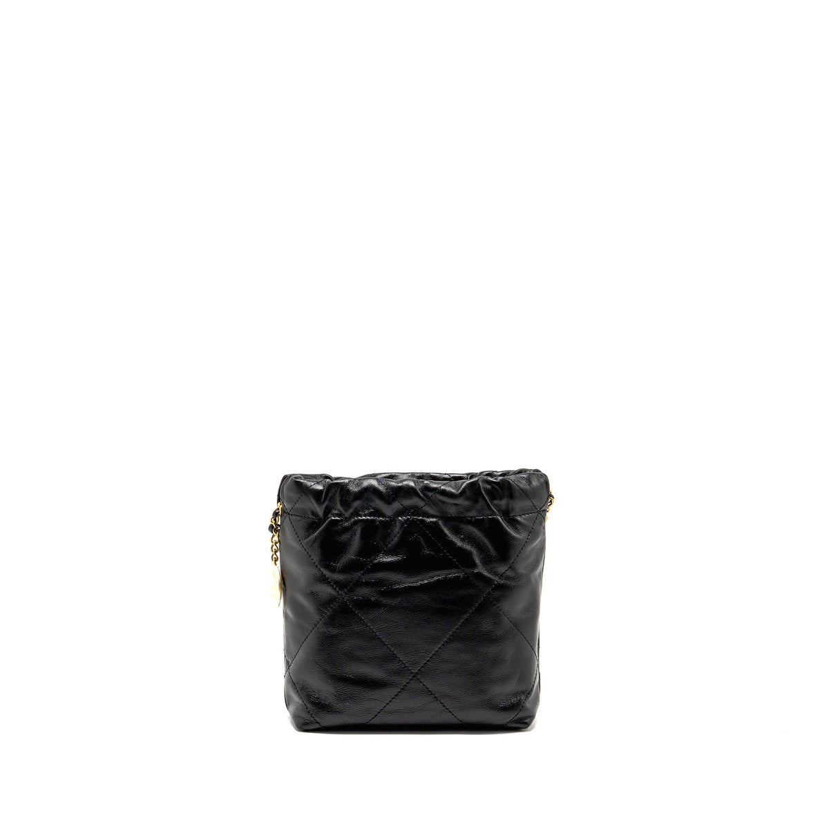 Chanel 23S Mini 22 Bag with Pear Chain Shiny Calfskin Black Brushed GHW (Microchip)