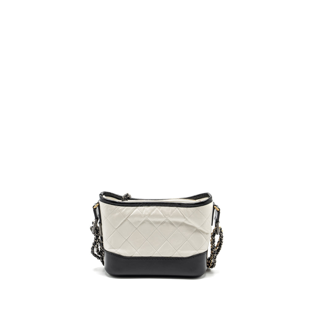 CHANEL SMALL GABRIELLE HOBO BAG AGED CALFSKIN WHITE MULTICOLOUR HARDWARE